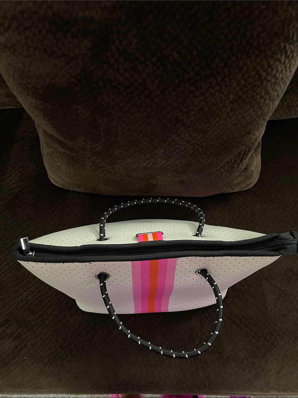 White/Hot Pink/Orange Stripe Neoprene Bag - Picture 11 of 15